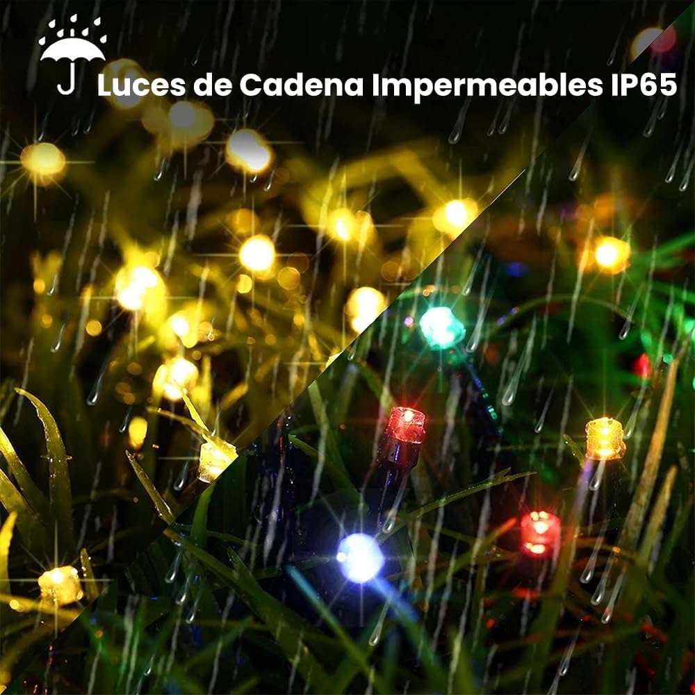 LUCES NAVIDEÑAS CON PANEL SOLAR 100 LED