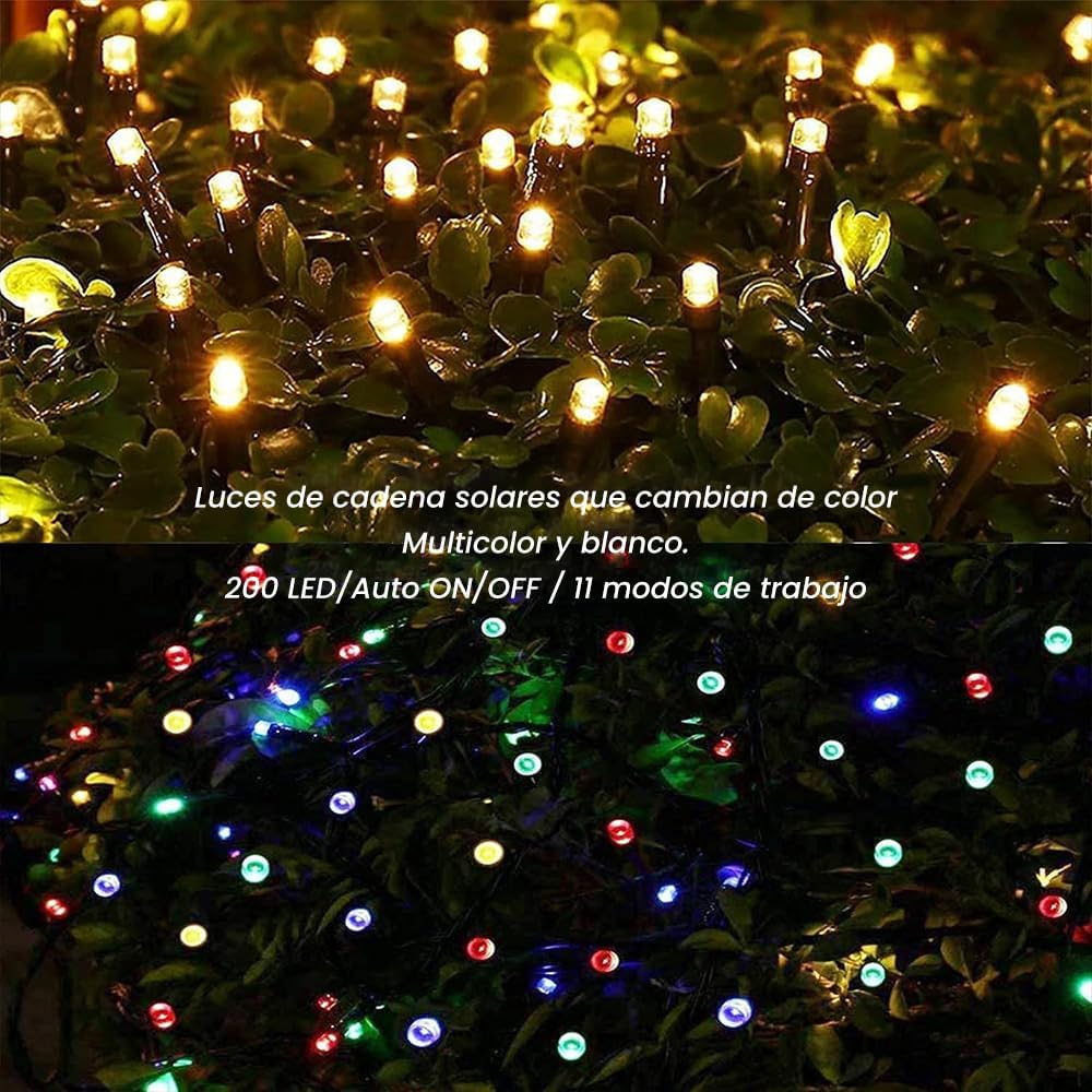 LUCES NAVIDEÑAS CON PANEL SOLAR 100 LED